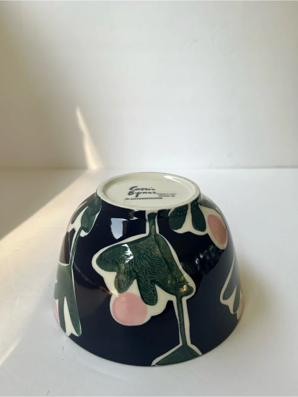 Anthropologie Bowl CASSIE BYRNES Flowers MELBOURNE Handpainted Stoneware VGC